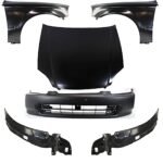 Replacement 6-Piece Kit Factory Style Hood, Steel, Textured Black, Includes (1) Bumper Cover, (2) Fender, (2) Fender Liner, and (1) Hood