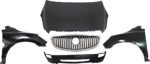 Replacement 5-Piece Kit Factory Style Hood, Aluminum, Primed, Includes (1) Bumper Cover, (2) Fender, (1) Grille, and (1) Hood