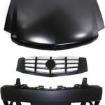 Replacement 3-Piece Kit Factory Style Hood, Steel, Primed, Includes (1) Bumper Cover, (1) Grille, and (1) Hood