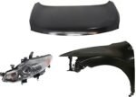Replacement 3-Piece Kit Factory Style Hood, Steel, Primed, Includes (1) Fender, (1) Headlight, and (1) Hood