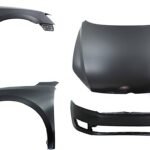 Replacement 4-Piece Kit Factory Style Hood, Steel, Primed, Includes (1) Bumper Cover, (2) Fender, and (1) Hood