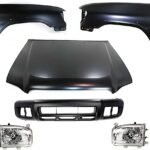 Replacement 6-Piece Kit Factory Style Hood, Steel, Primed, Includes (1) Bumper Cover, (2) Fender, (2) Headlight, and (1) Hood