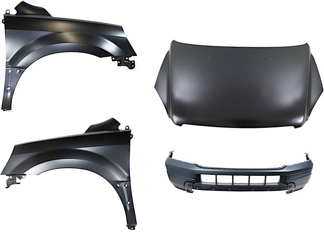 kit-60615-98_1.jpg Replacement 4-Piece Kit Factory Style Hood, Steel, Primed, Includes (1) Bumper Cover, (2) Fender, and (1) Hood - Image 1