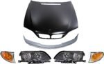 Replacement 6-Piece Kit Factory Style Hood, Steel, Primed, Includes (1) Bumper Cover, (2) Corner Light, (2) Headlight, and (1) Hood