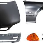 Replacement 5-Piece Kit Factory Style Hood, Steel, Primed, Includes (1) Bumper Cover, (1) Corner Light, (1) Fender, (1) Headlight, and (1) Hood