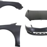 Replacement 4-Piece Kit, Front Primed Bumper Cover, Includes (1) Bumper Cover, (2) Fender, and (1) Hood