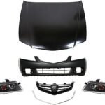 Replacement 6-Piece Kit Factory Style Hood, Steel, Primed, Includes (1) Bumper Cover, (1) Grille, (1) Grille Trim, (2) Headlight, and (1) Hood