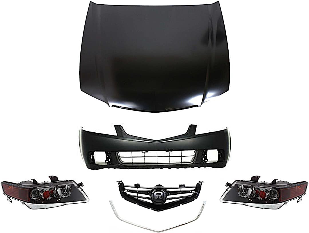 kit-71615-30_1.jpg Replacement 6-Piece Kit Factory Style Hood, Steel, Primed, Includes (1) Bumper Cover, (1) Grille, (1) Grille Trim, (2) Headlight, and (1) Hood - Image 1