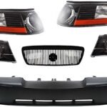 Replacement 6-Piece Kit, Front Primed Bumper Cover, Includes (1) Bumper Cover, (2) Corner Light, (1) Grille, and (2) Headlight