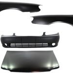 Replacement 4-Piece Kit Factory Style Hood, Steel, Primed, Includes (1) Bumper Cover, (2) Fender, and (1) Hood
