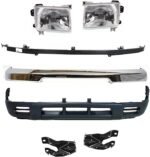 Replacement 7-Piece Kit, Front Bumper, Chrome, Includes (1) Bumper, (2) Bumper Bracket, (1) Bumper Trim, (2) Headlight, and (1) Valance