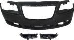 Replacement 3-Piece Kit, Front Primed Bumper Cover, For Models With Adaptive Cruise Control, With Parking Aid Sensor, Except SRT-8, CAPA Certified, Includes (1) Bumper Cover and (2) Fog Light