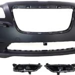 Replacement 3-Piece Kit, Front Primed Bumper Cover, For Models Without Adaptive Cruise Control, CAPA Certified, Includes (1) Bumper Cover and (2) Fog Light