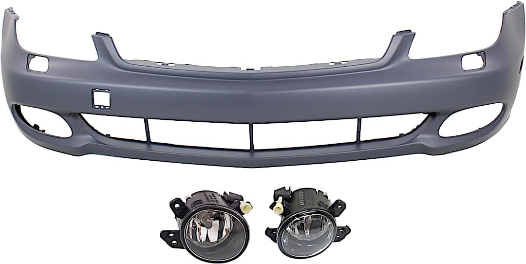 kit-bcfl-0214_1.jpg Replacement 3-Piece Kit, Front Primed Bumper Cover, Includes (1) Bumper Cover and (2) Fog Light - Image 1