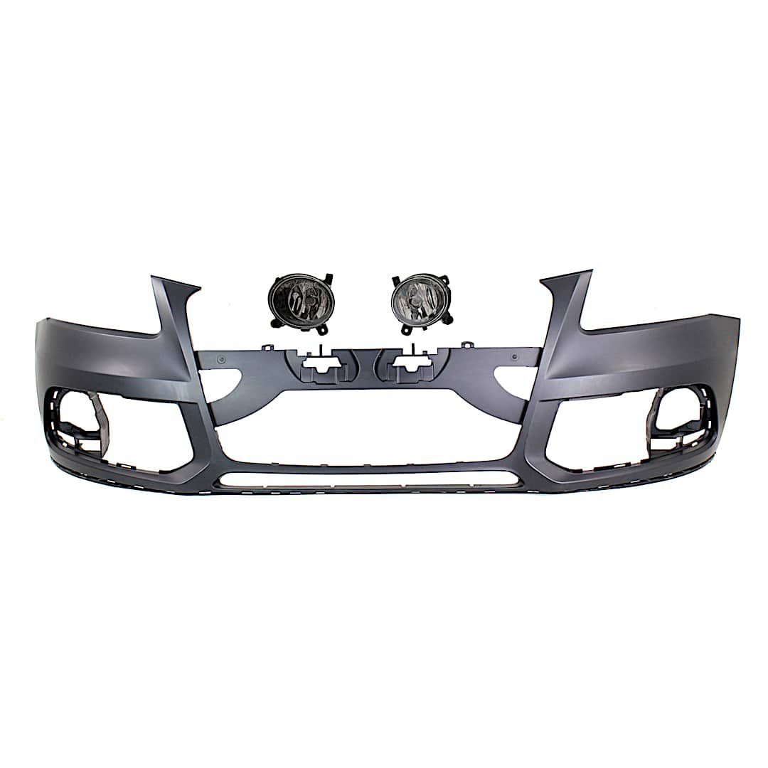 kit-bcfl-0767_1.jpg Replacement 3-Piece Kit Front Primed Bumper Cover, For Models Without S-Line Package, Headlight Washer and Parking Aid Sensor, CAPA Certified, Includes (1) Bumper Cover and (2) Fog Light - Image 1