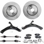 JC Whitney 8-Piece Kit Front Axle Assembly, All Wheel Drive, Includes Brake Discs, Brake Pad Sets, and Control Arms