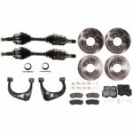 JC Whitney 12-Piece Kit Front Axle Assembly, Four Wheel Drive, Includes Brake Discs, Brake Pad Sets, and Control Arms
