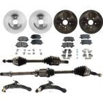 JC Whitney 12-Piece Kit Front, Driver and Passenger Side Axle Assembly with Brake Discs, Brake Pad Sets, and Control Arms, Front Wheel Drive