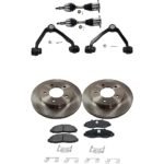 JC Whitney 8-Piece Kit Front Axle Assembly with Brake Discs, Brake Pad Set, and Control Arms, Four Wheel Drive