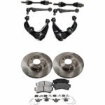 JC Whitney 10-Piece Kit Front, Driver and Passenger Side Axle Assembly with Brake Discs, Brake Pad Set, and Control Arms, All Wheel Drive, 6-Speed Automatic Transmission
