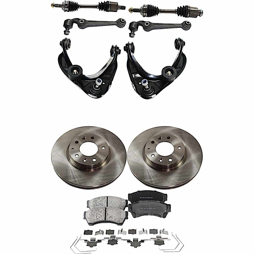 kit-j052722-209_1.jpg JC Whitney 10-Piece Kit Front, Driver and Passenger Side Axle Assembly with Brake Discs, Brake Pad Set, and Control Arms, All Wheel Drive, 6-Speed Automatic Transmission - Image 1