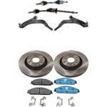 JC Whitney 8-Piece Kit Front Axle Assembly with Brake Discs, Brake Pad Set, and Control Arms, FWD