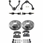 JC Whitney 8-Piece Kit Front Axle Assembly with Brake Discs, Brake Pad Set, and Control Arms, Four Wheel Drive