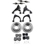 JC Whitney 10-Piece Kit Front Axle Assembly with Brake Discs, Brake Pad Sets, and Control Arms, 4WD