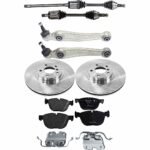 JC Whitney 8-Piece Kit Front Axle Assembly, All Wheel Drive, Includes Brake Discs, Brake Pad Sets, and Control Arms