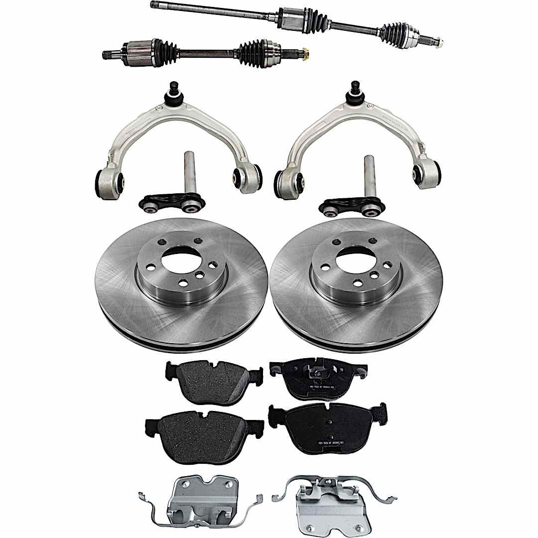 kit-j062422-287_1.jpg JC Whitney 10-Piece Kit Front Axle Assembly, All Wheel Drive, Rear Arm to Knuckle, Includes Brake Discs, Brake Pad Sets, and Control Arms - Image 1