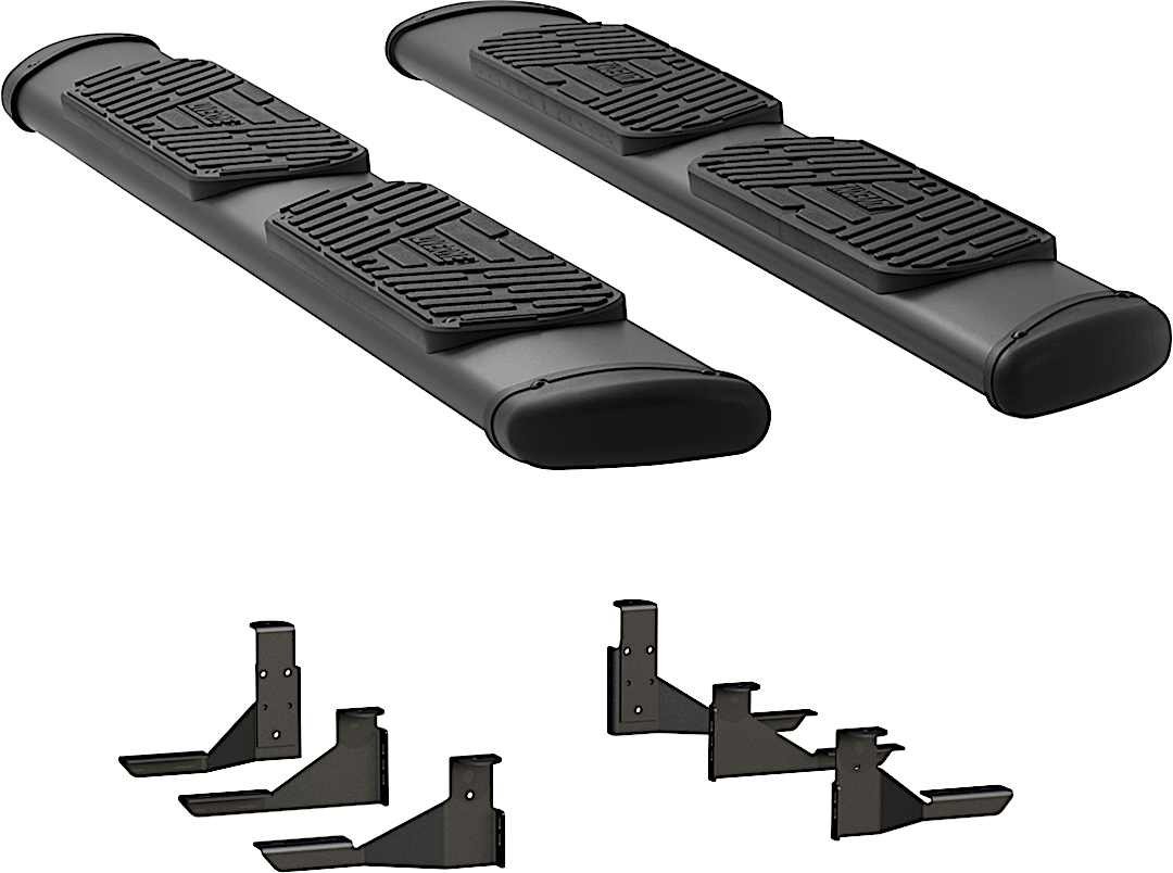 luv277088401113_1.jpg Luverne 277088-401113 Regal 7 in. Series Running Boards, Powdercoated Textured Black Non-Powered Stainless Steel Set of 2 - Image 1