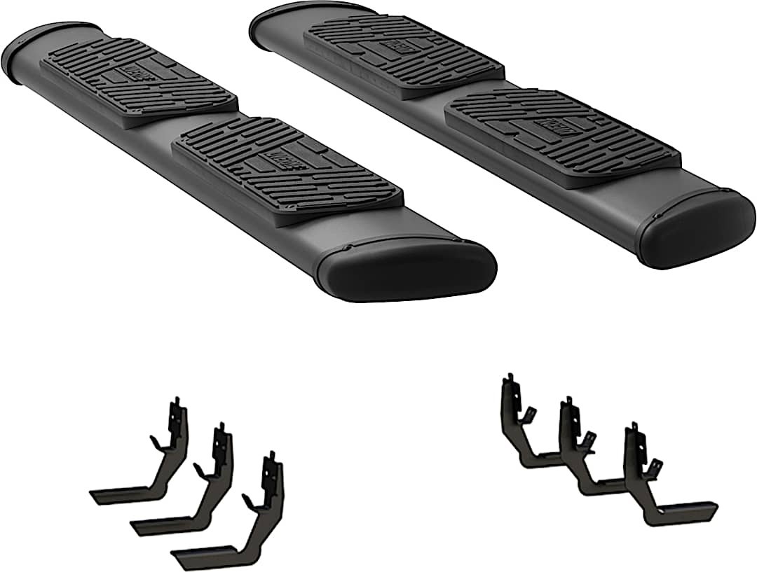 luv277088401632_1.jpg Luverne 277088-401632 Regal 7 in. Series Running Boards, Powdercoated Textured Black Non-Powered Stainless Steel Set of 2 - Image 1