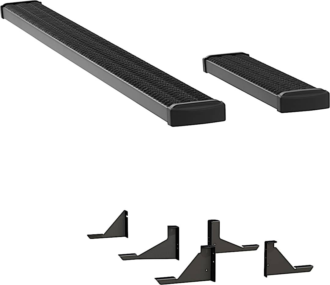 luv415100400344_1.jpg Luverne 415100-400344 Running Boards, Powdercoated Textured Black, Aluminum, 36 in. and 98 in. Length, 135.0 in. Wheelbase, For Long/Short Models, 7 in. Grip Step Series - Image 1