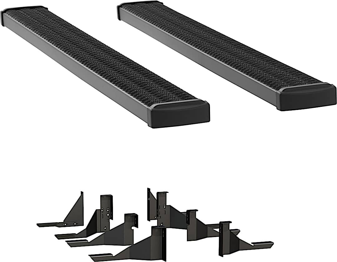 luv415114401339_1.jpg Luverne 415114-401339 Running Boards, Powdercoated Textured Black, Aluminum, 76.3 in. Bed, Extended Crew Cab Pickup, 7 in. Grip Step Series - Image 1