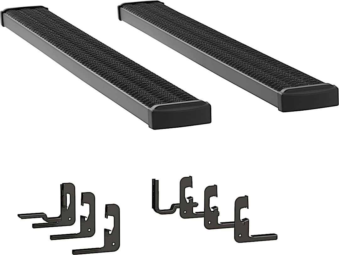 luv415114401447_1.jpg Luverne 415114-401447 Running Boards, Powdercoated Textured Black, Aluminum, Crew Cab Pickup/Extended Cab Pickup, 78.8/97.6 in. Bed, 7 in. Grip Step Series - Image 1