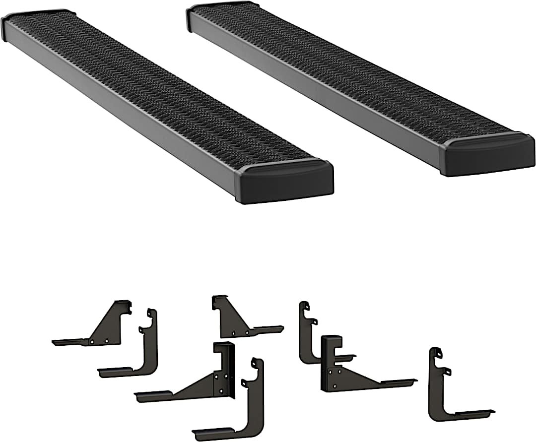 luv415114401747_1.jpg Luverne 415114-401747 Running Boards, Powdercoated Textured Black, Aluminum, Crew Cab Pickup/Extended Cab Pickup, 78.8/97.6 in. Bed, 7 in. Grip Step Series - Image 1