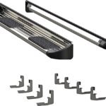 Luverne 480744-581444 Side Entry 7 in. Series Running Boards, Powdercoated Silver Non-Powered Stainless Steel Set of 2