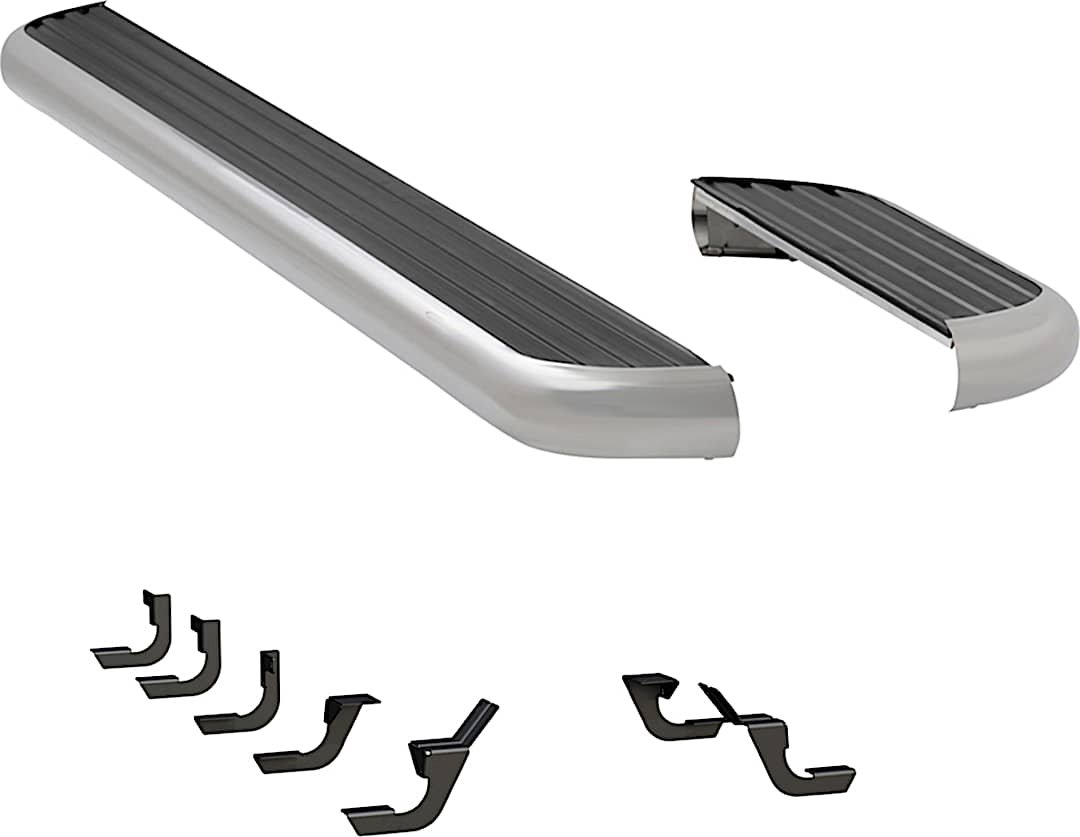 luv575100570124_1.jpg Luverne 575100-570124 Running Boards, 36 in. and 98 in. Length, with Polished Stainless Steel Trim, For Long/Short Models, 6 1/2 in. MegaStep Series - Image 1