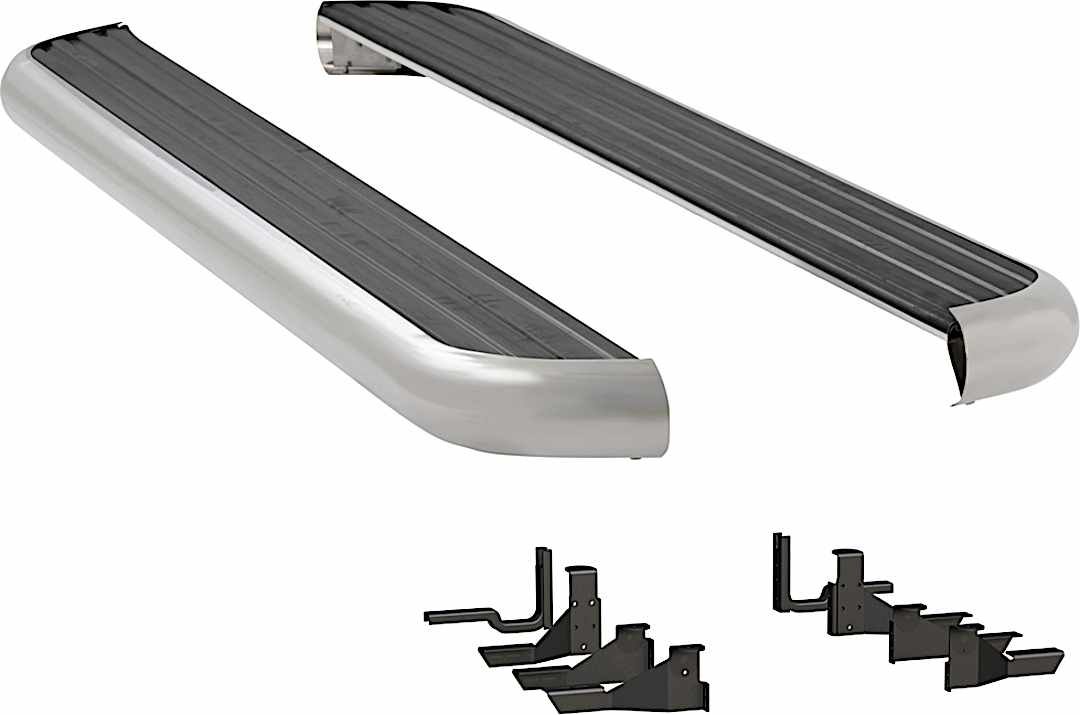 luv575102571117_1.jpg Luverne 575102-571117 Running Boards, with Polished Stainless Steel Trim, Crew Cab Pickup/Extended Cab Pickup, 6 1/2 in. MegaStep Series - Image 1
