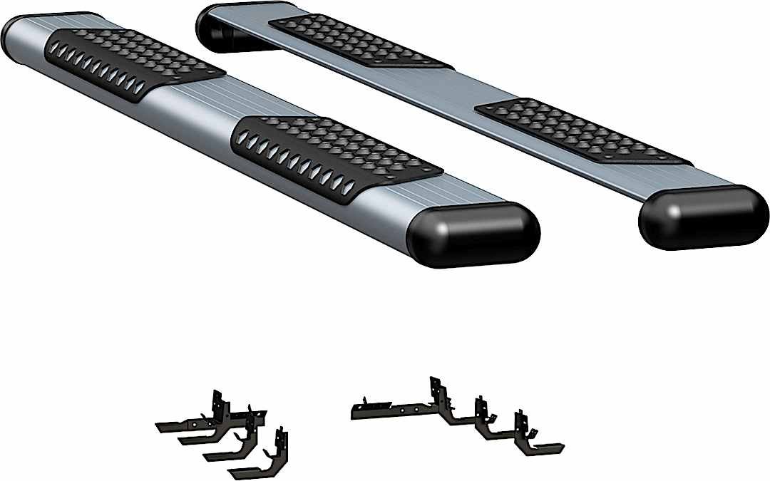 luv583078570938_1.jpg Luverne 583078-570938 Running Boards, Powdercoated Silver, Aluminum, 76.3 in. Bed, Standard Cab Pickup, O-Mega II 6 in. Series - Image 1