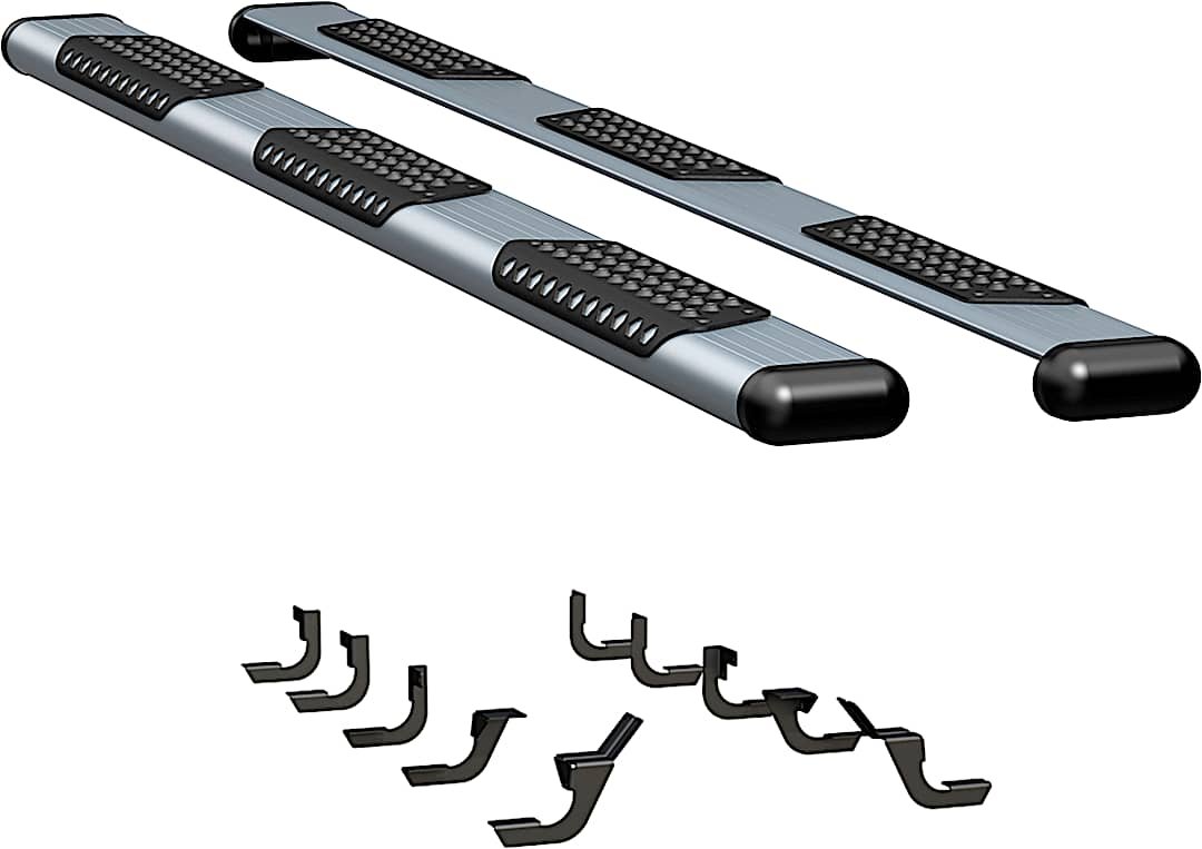 luv583098570125_1.jpg Luverne 583098-570125 Running Boards, Powdercoated Silver, Aluminum, 98 in. Length, For Long Models, O-Mega II 6 in. Series - Image 1