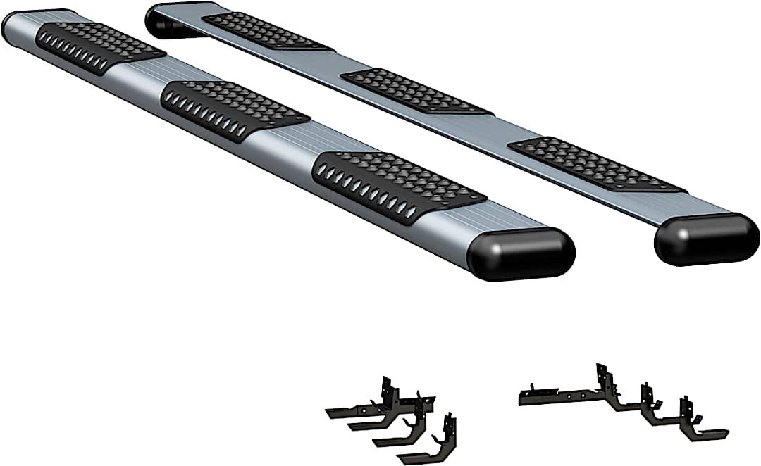 luv583098570938_1.jpg Luverne 583098-570938 Running Boards, Powdercoated Silver, Aluminum, Crew Cab Pickup/Extended Cab Pickup/Standard Cab Pickup, 67.4/76.3/96.3 in. Bed, O-Mega II 6 in. Series - Image 1