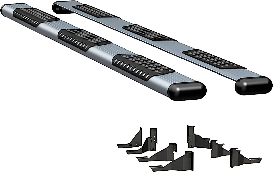 luv583098571339_1.jpg Luverne 583098-571339 Running Boards, Powdercoated Silver, Aluminum, 98.3 in. Bed, Standard Cab Pickup, O-Mega II 6 in. Series - Image 1