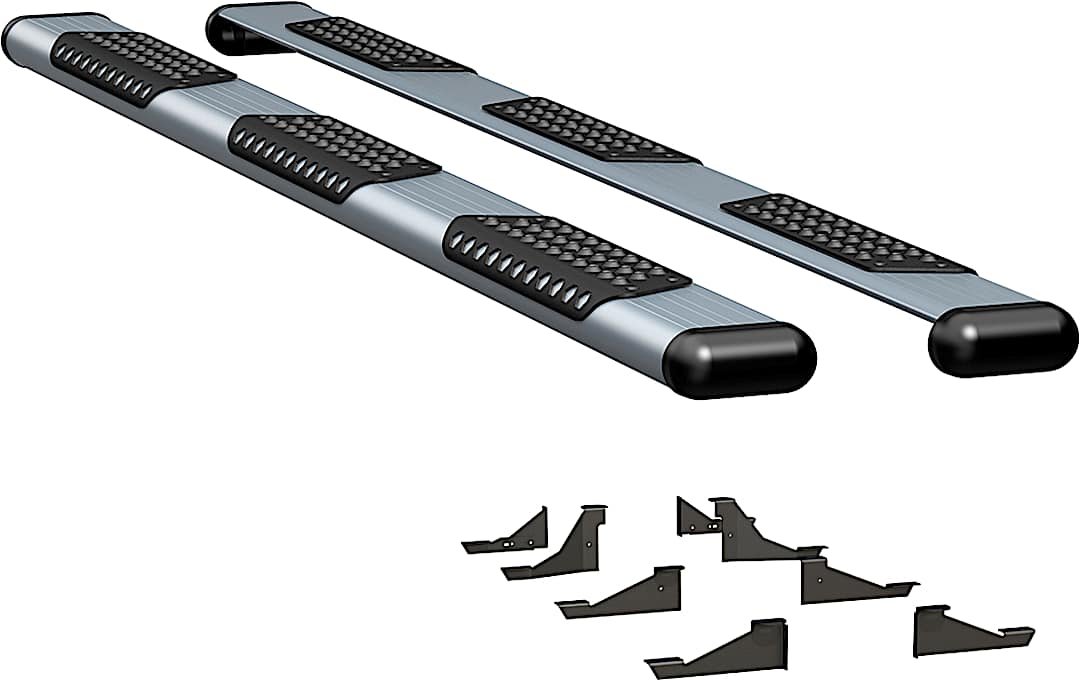 luv583114570237_1.jpg Luverne 583114-570237 Running Boards, Powdercoated Silver, Aluminum, 98.3 in. Bed, Extended Crew Cab Pickup, O-Mega II 6 in. Series - Image 1