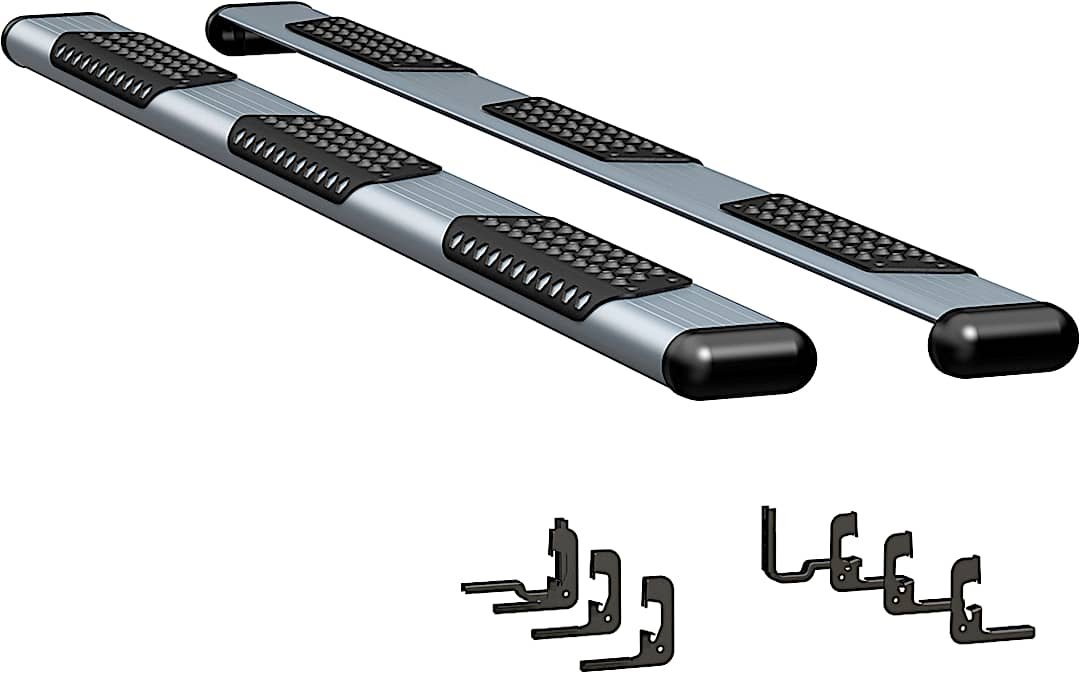 luv583114570717_1.jpg Luverne 583114-570717 Running Boards, Powdercoated Silver, Aluminum, Crew Cab Pickup/Extended Cab Pickup, 78.8/97.6/97.8 in. Bed, O-Mega II 6 in. Series - Image 1