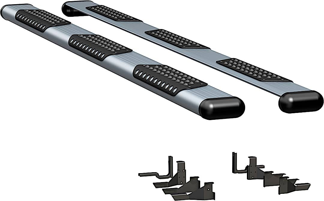 luv583114571117_1.jpg Luverne 583114-571117 Running Boards, Powdercoated Silver, Aluminum, Crew Cab Pickup/Extended Cab Pickup, O-Mega II 6 in. Series - Image 1