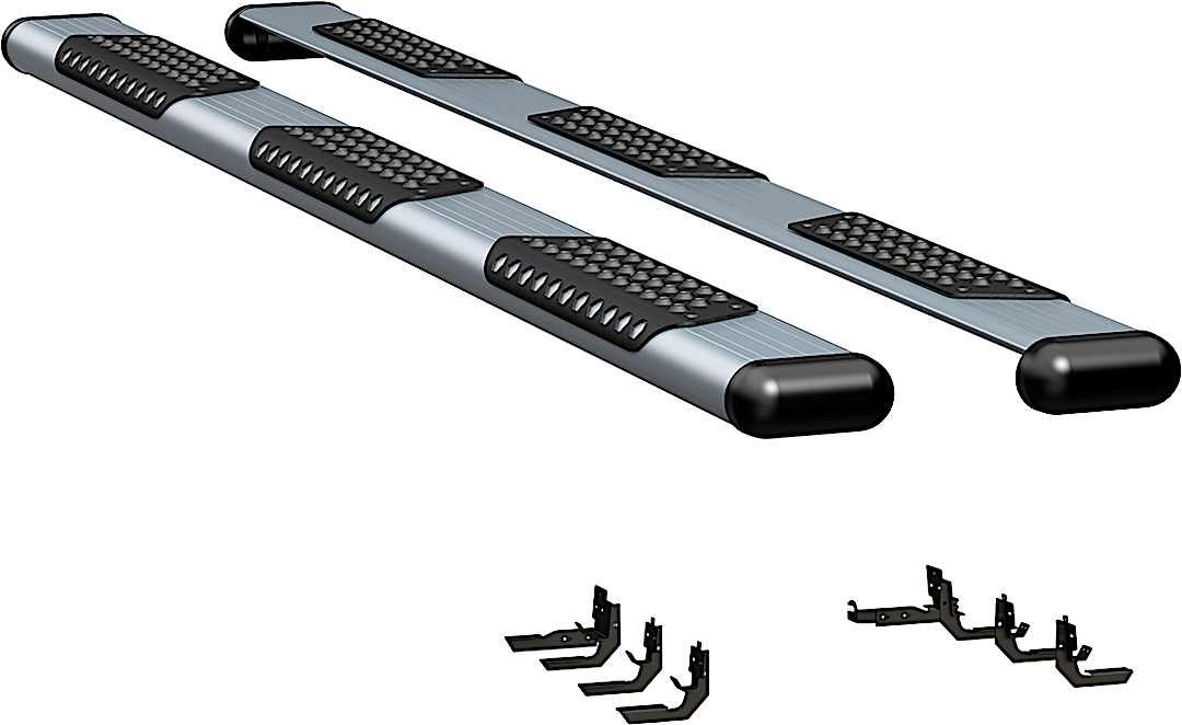 luv583114571438_1.jpg Luverne 583114-571438 Running Boards, Powdercoated Silver, Aluminum, 76.3 in. Bed, Extended Crew Cab Pickup, O-Mega II 6 in. Series - Image 1