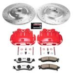 Powerstop KC1304D-26 Front Brake Disc and Caliper Kit, Cross-drilled and Slotted 5 Lugs 330 mm Red Powdercoat Caliper, Carbon Fiber Ceramic, Z26 Street Warrior Carbon-Fiber Ceramic Series - Image 5
