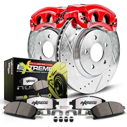 Powerstop 2-Wheel Set Power Stop&reg; KC1306A-26 Rear Z26 Muscle Carbon-Fiber Ceramic Brake Pad, Drilled & Slotted Rotor and Caliper Kit