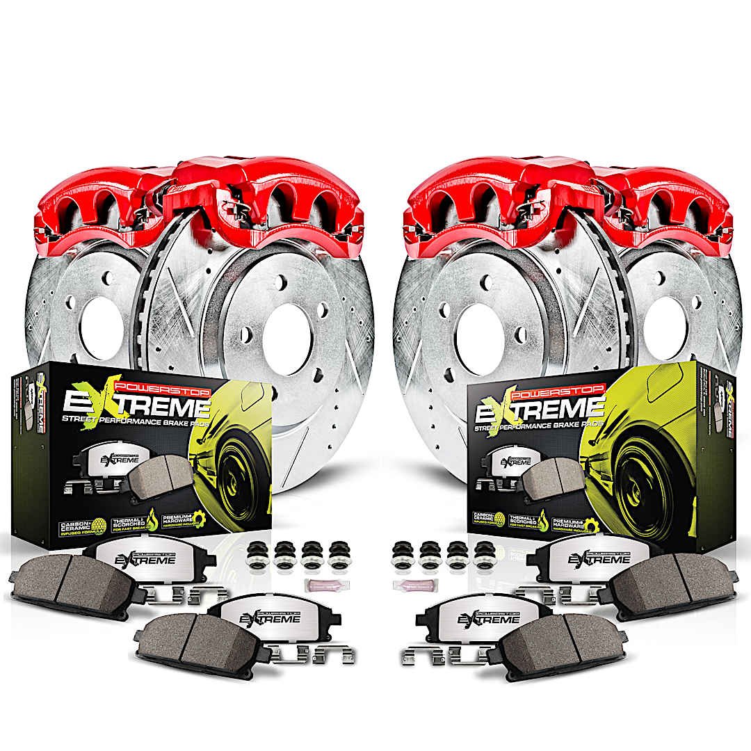 p15kc168326_1.jpg Powerstop 4-Wheel Set Power Stop® KC1683-26 Front and Rear Z26 Muscle Carbon-Fiber Ceramic Brake Pad, Drilled & Slotted Rotor and Caliper Kit - Image 1